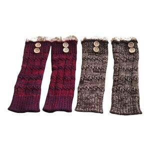 If Collection Leg Warmers Knitted Crochet 100% Acrylic Button Detail 2 Pairs